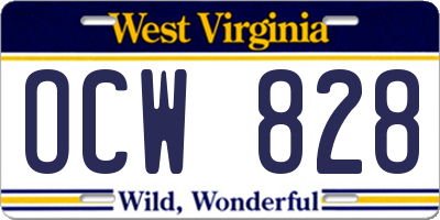 WV license plate OCW828