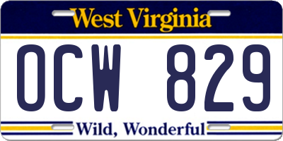 WV license plate OCW829