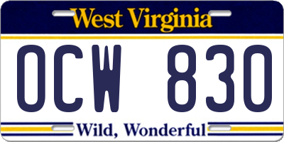 WV license plate OCW830