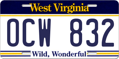 WV license plate OCW832
