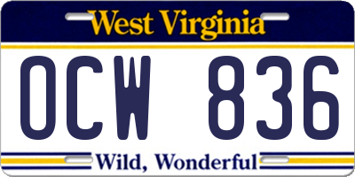 WV license plate OCW836