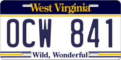 WV license plate OCW841