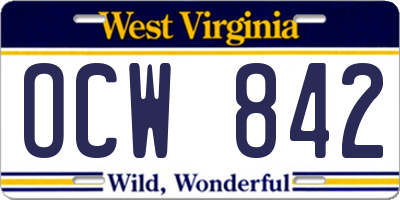 WV license plate OCW842