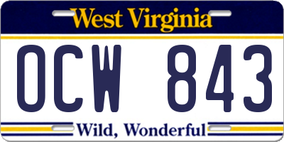 WV license plate OCW843