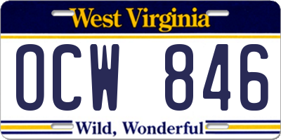 WV license plate OCW846
