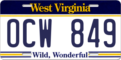 WV license plate OCW849