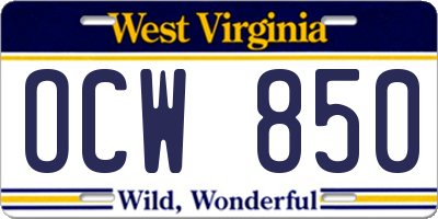 WV license plate OCW850