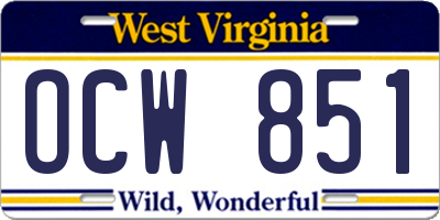 WV license plate OCW851