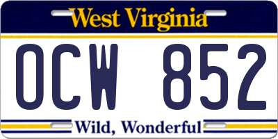 WV license plate OCW852