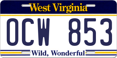 WV license plate OCW853