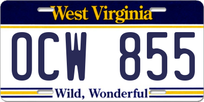 WV license plate OCW855