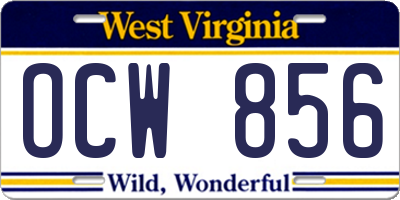 WV license plate OCW856