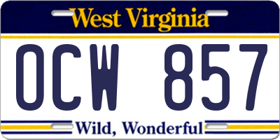 WV license plate OCW857