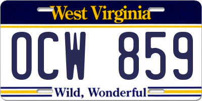 WV license plate OCW859