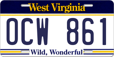 WV license plate OCW861