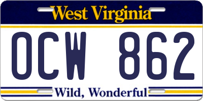 WV license plate OCW862