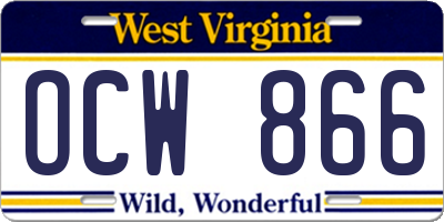 WV license plate OCW866