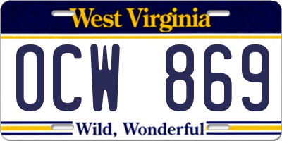 WV license plate OCW869