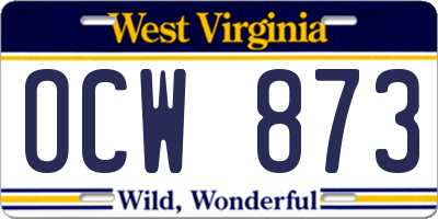 WV license plate OCW873