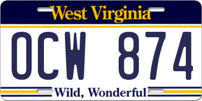 WV license plate OCW874