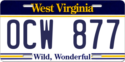 WV license plate OCW877
