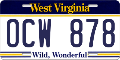WV license plate OCW878