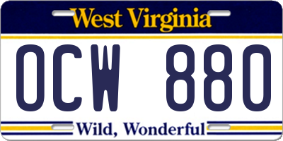 WV license plate OCW880