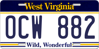 WV license plate OCW882