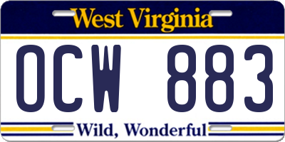 WV license plate OCW883