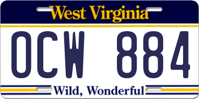 WV license plate OCW884