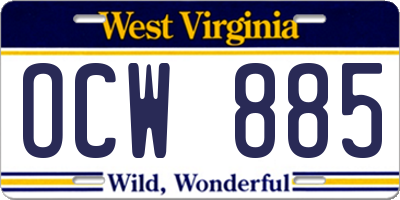 WV license plate OCW885