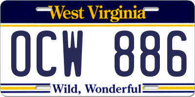 WV license plate OCW886