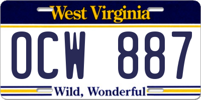WV license plate OCW887