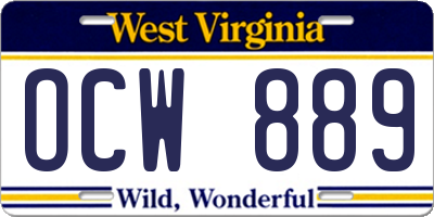 WV license plate OCW889