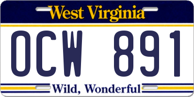 WV license plate OCW891
