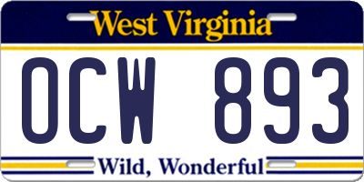 WV license plate OCW893