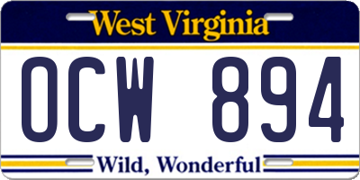 WV license plate OCW894