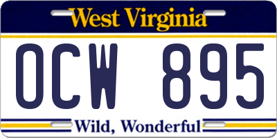 WV license plate OCW895