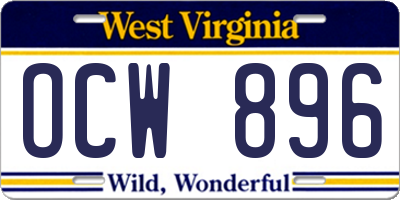 WV license plate OCW896