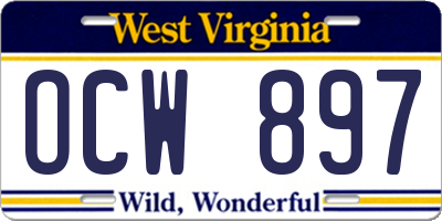WV license plate OCW897