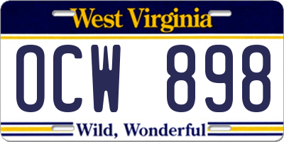 WV license plate OCW898
