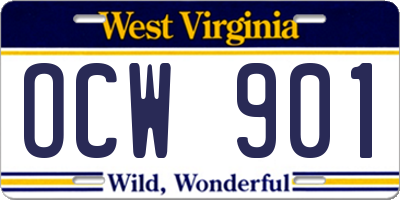 WV license plate OCW901