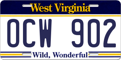 WV license plate OCW902