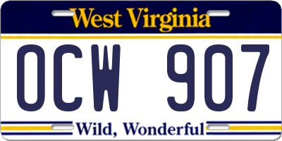 WV license plate OCW907