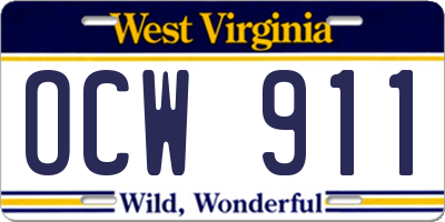 WV license plate OCW911