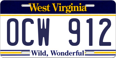 WV license plate OCW912