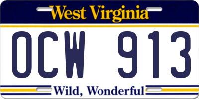 WV license plate OCW913