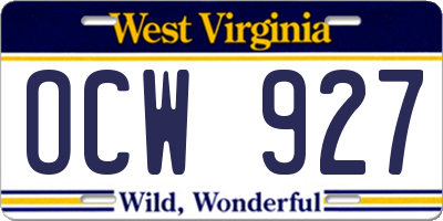 WV license plate OCW927