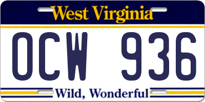 WV license plate OCW936