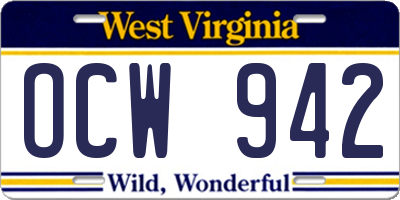 WV license plate OCW942